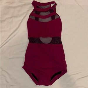 Five Burgundy leotard